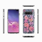 Wholesale Galaxy S10e Luxury Glitter Dried Natural Flower Petal Clear Hybrid Case (Silver Pink)